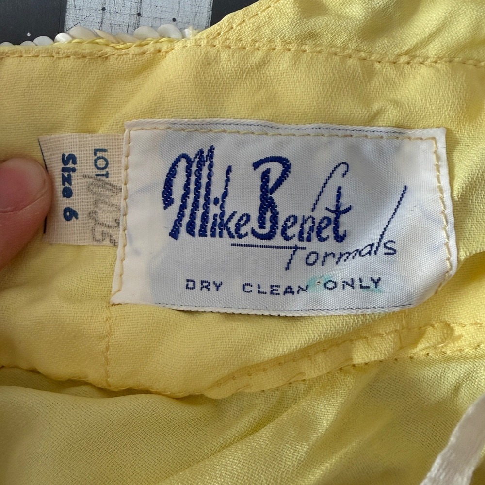 Vintage Womens 6 Butter Yellow Fairy Regency Babydoll Halter Prom Dress Ethereal - Picture 7 of 13